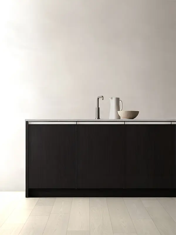 Mallorca kitchen run with flat slab doors in black